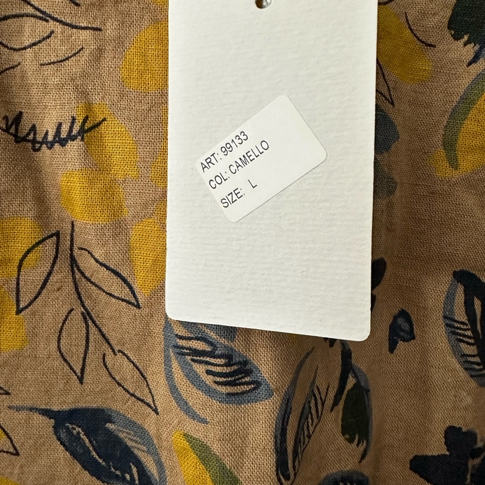 100% Linen Made in Italy Elena Baldi ruffle sleeve printed blouse . Size Large - Picture 4 of 5